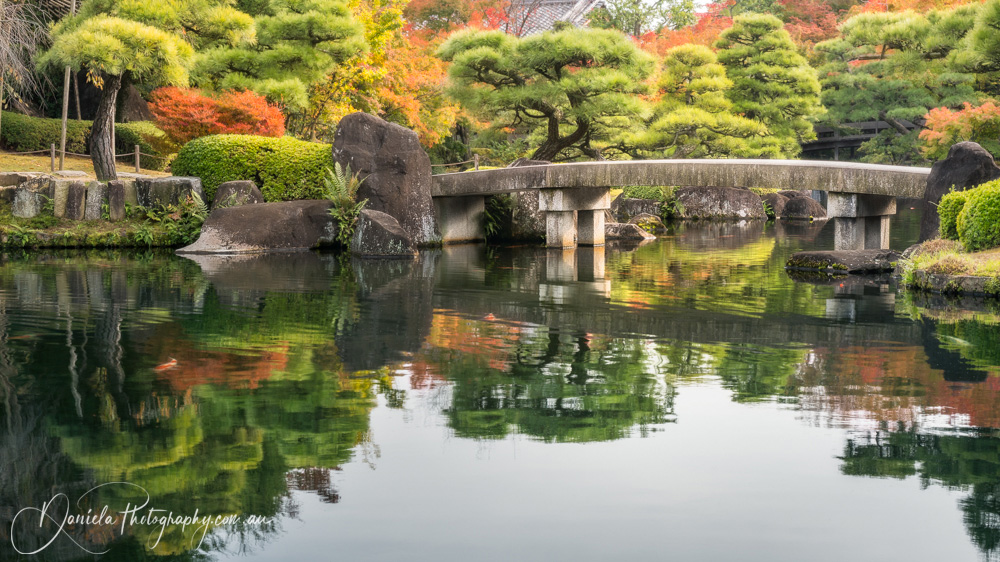 Pictorial autumn scene at Koko en Gardens in Himeji